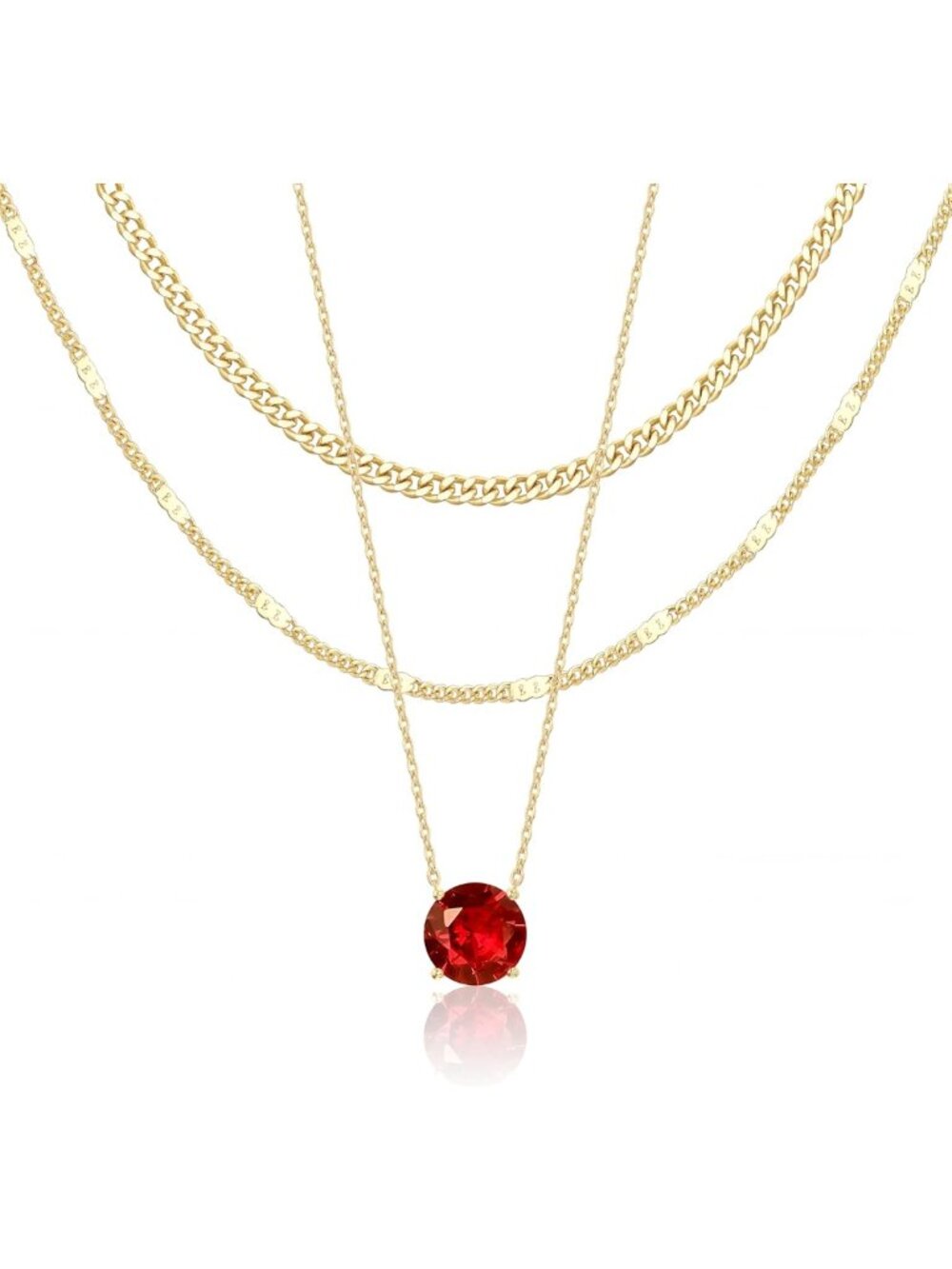 Layered Gold Necklaces for Women - Dainty Pendant & Chunky Cuban Chain Set
